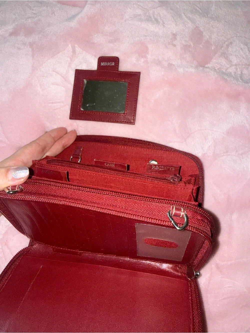 Rosetti Burgundy Zip-Around Wallet Clutch
